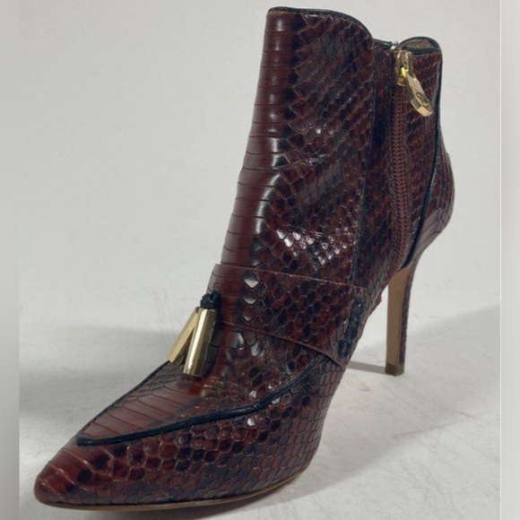 LOUISE ET CIE Shiro Pointed Toe Ankle Boots Tassel Burnt Tawny Snake Boo… - Picture 6 of 8